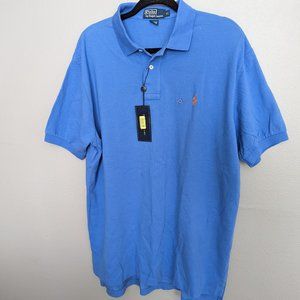 Polo Ralph Lauren Mens Blue 100% Cotton Short Sleeve Collared Polo Shirt Size XL